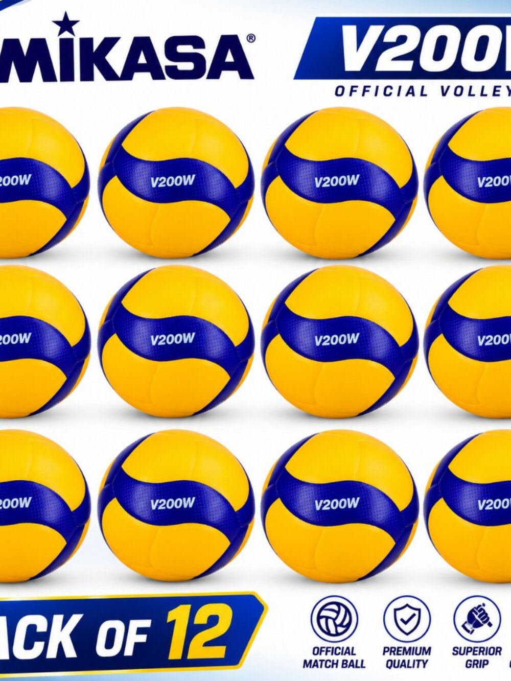 Mikasa V200W Original Volleyball Ball Professional Volleyball Ball pack of 12